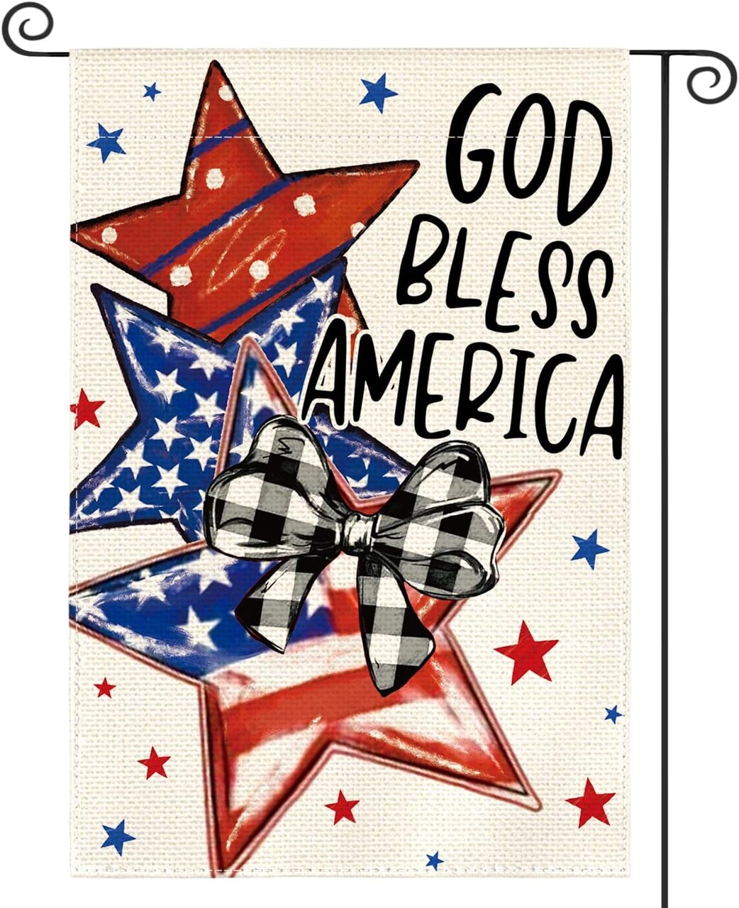 4th of July Patriotic Garden Flag 12x18 Inch Double Sided Outside, God Bless America Stars and Stripes Yard Outdoor Decoration